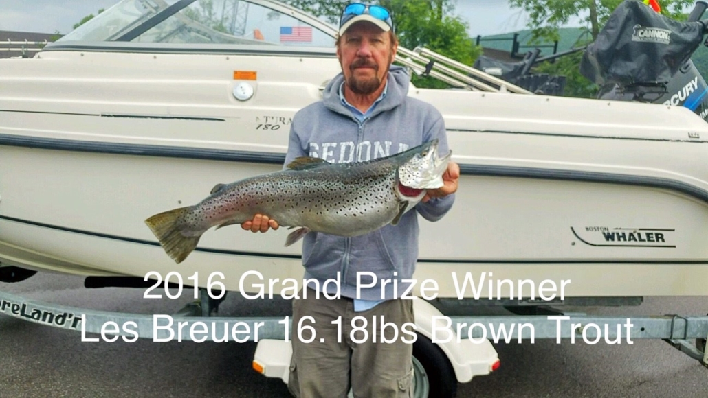 2016 Grand Prize Winner Les Breuer 16.18lbs Brown Trout